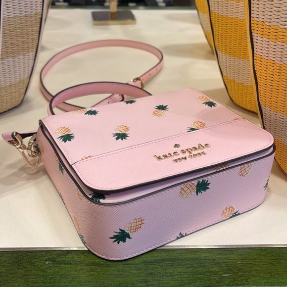 Kate Spade Staci Square Pineapple Crossbody Pink Multi - Picture 4 of 16